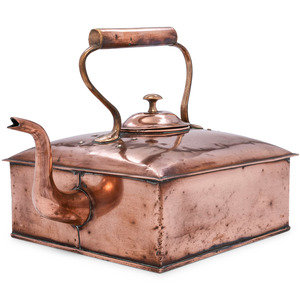 Appraisal: An English Square Copper and Brass Tea Kettle th Century