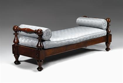 Appraisal: Classical turned mahogany day bed circa Ball and baluster turned