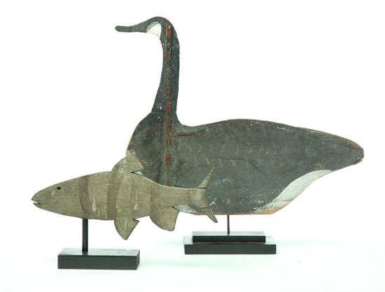 Appraisal: FOLK ART GOOSE AND FISH American st half- th century