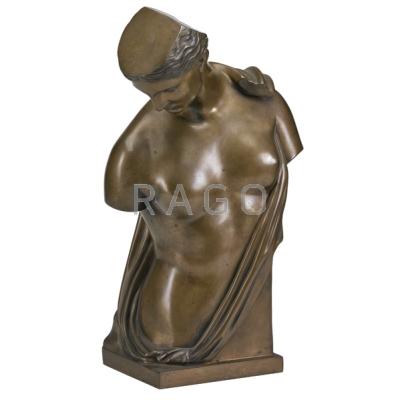 Appraisal: CONTINENTAL BRONZE SCULPTURE Three quarter female torso in the Roman