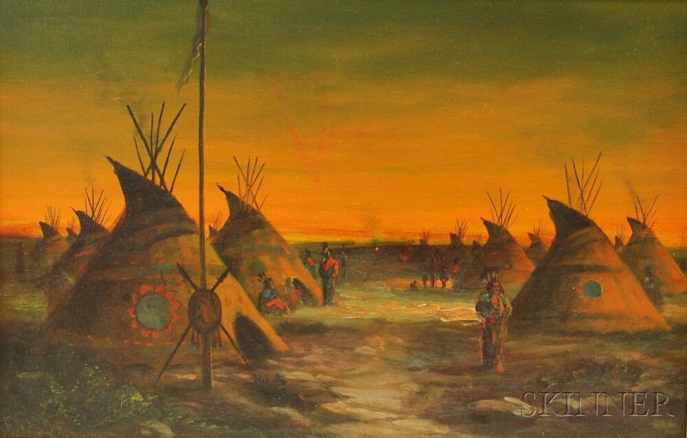 Appraisal: Astley David Middleton Cooper American - Sioux Indian Encampment Signed