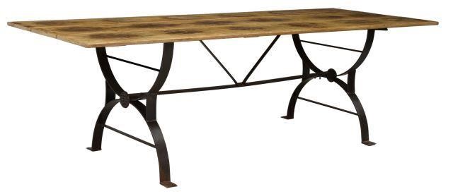 Appraisal: Large rustic dining table late th c waxed pine tabletop