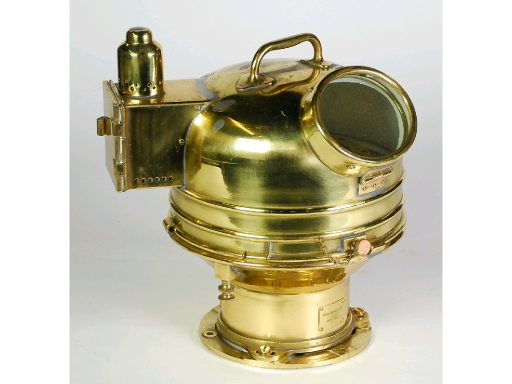 Appraisal: SHIPS ALL BRASS CASED BINNACLE COMPASS with side oil lamp