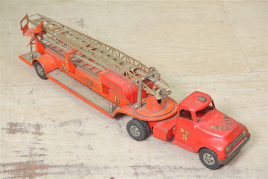 Appraisal: LARGE TONKA FIRE TRUCK Pressed steel with original red paint