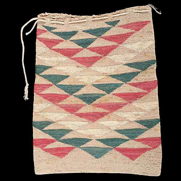 Appraisal: Nez Perce Cornhusk Bag decorated with dyed cornhusk triangles length