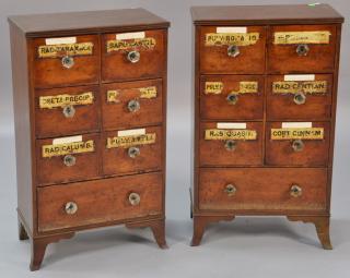 Appraisal: Pair of small mahogany spice chests each with six small