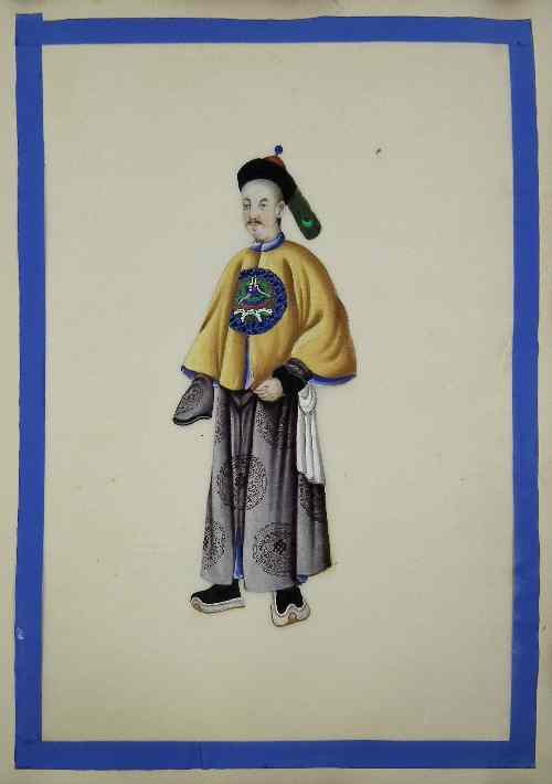 Appraisal: A blue cloth album containing twenty-two Chinese watercolours painted on