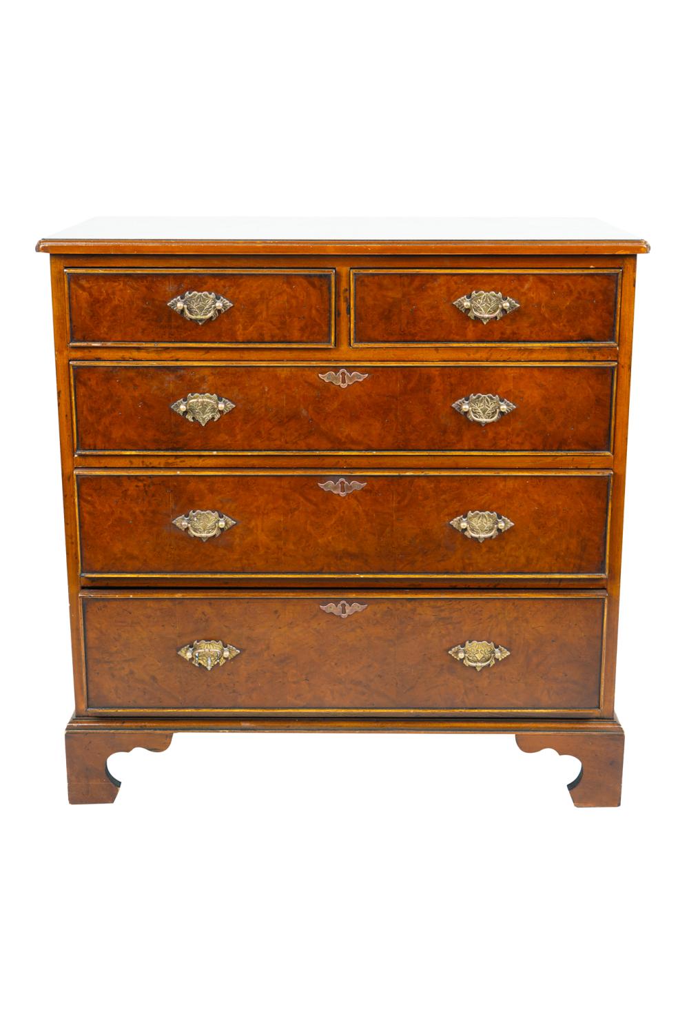 Appraisal: GEORGIAN-STYLE MAHOGANY-VENEERED CHEST OF DRAWERSsecond half th century with metal