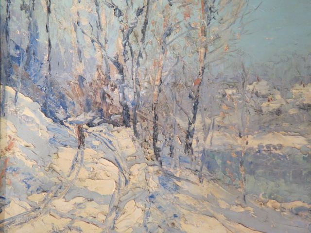 Appraisal: Marion Gary Traver Oil Winter landscape oil on board Tryon