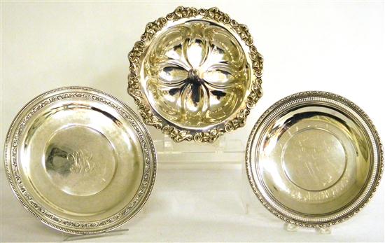 Appraisal: STERLING Bowl International silver with floral relief rim '' diam