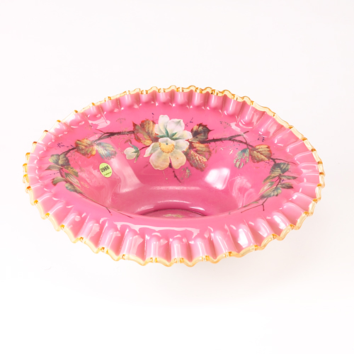 Appraisal: MT WASHINGTON TYPE Enameled glass bride bowl c in pink