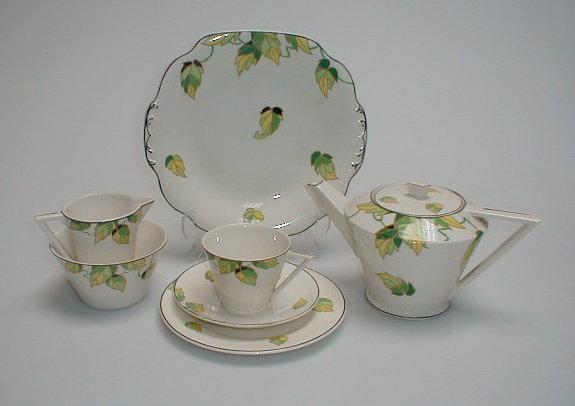 Appraisal: A Wedgwood Co pottery Art Deco tea service comprising teapot