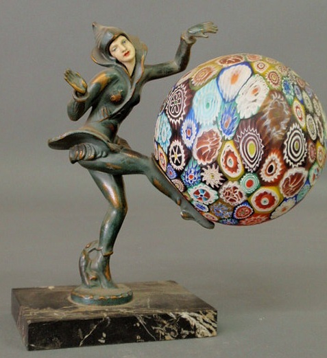 Appraisal: Art Nouveau style metal figural lamp of a dancing elfin