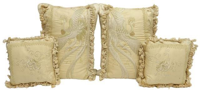 Appraisal: lot of Pillows fashioned from an antique silk kimono featuring