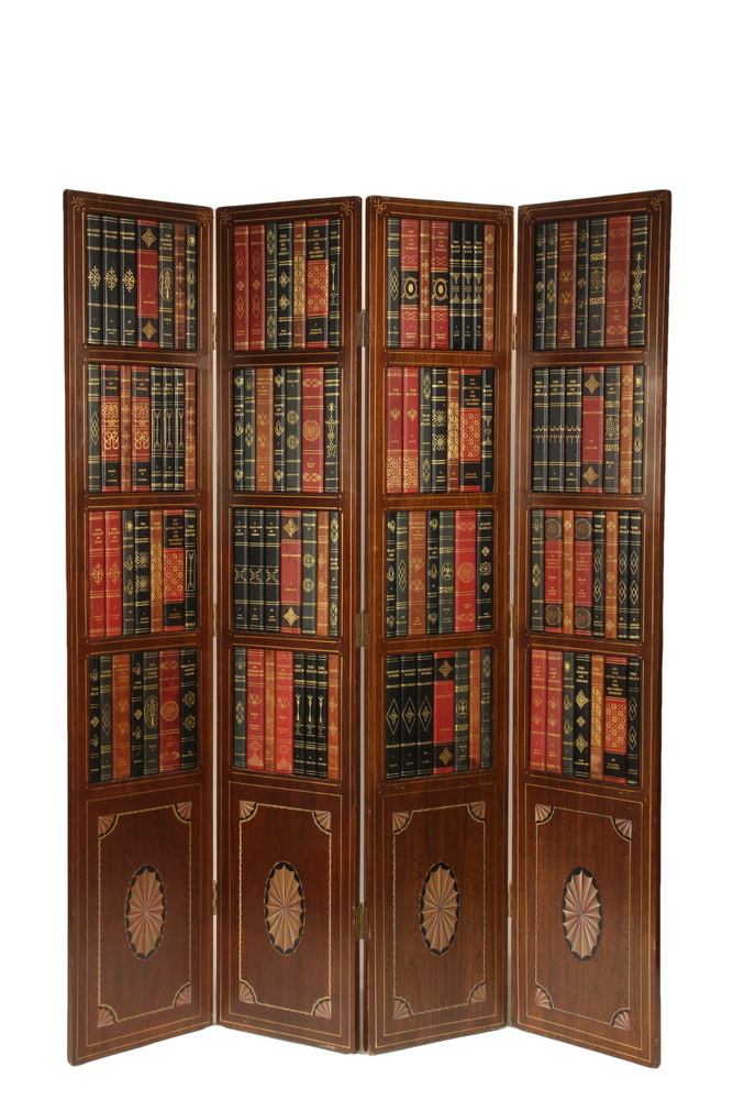 Appraisal: FOLDING SCREEN - Contemporary Four Panel Folding Screen mahogany frame