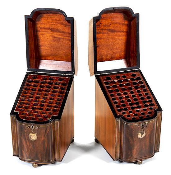 Appraisal: A Pair of George III Brass Inlaid Mahogany Knife Boxes