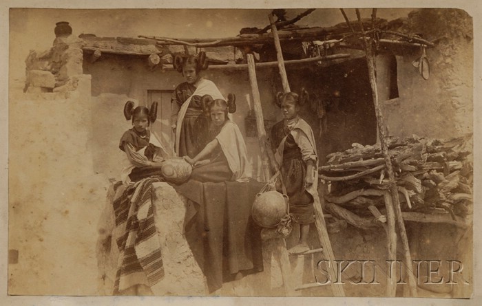 Appraisal: Cabinet Card Photograph of Zuni Girls in Front of a