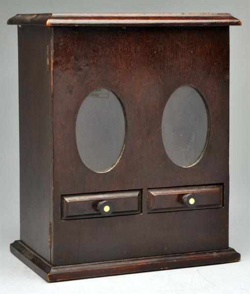 Appraisal: Wooden Tobacco Coin-Operated Dispenser Circa Original key Tobacco is dispensed