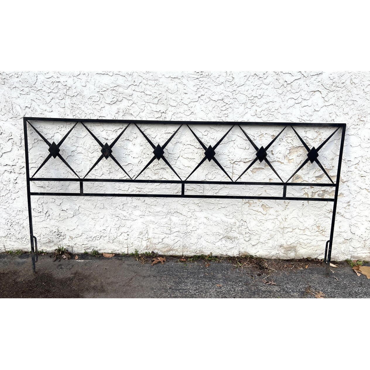 Appraisal: Wrought Iron Parzinger Style Headboard Bed Great design Dimensions H