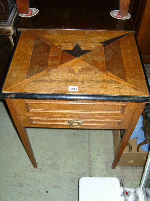 Appraisal: A late th century and parquetry ladies sewing table with