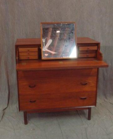 Appraisal: Danish Modern Chest Vanity Desk Nice dovetailing on edges Midcentury