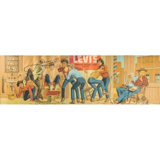 Appraisal: Levi's Barber Shop Monumental Advertising Sign Framed large Levi's advertising