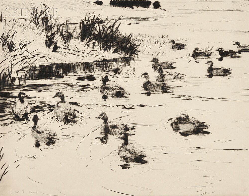 Appraisal: Frank Weston Benson American - Ducks at Play from the