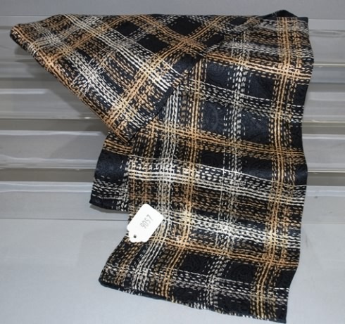 Appraisal: Black tan cream tartan print silk oblong scarf muffler -