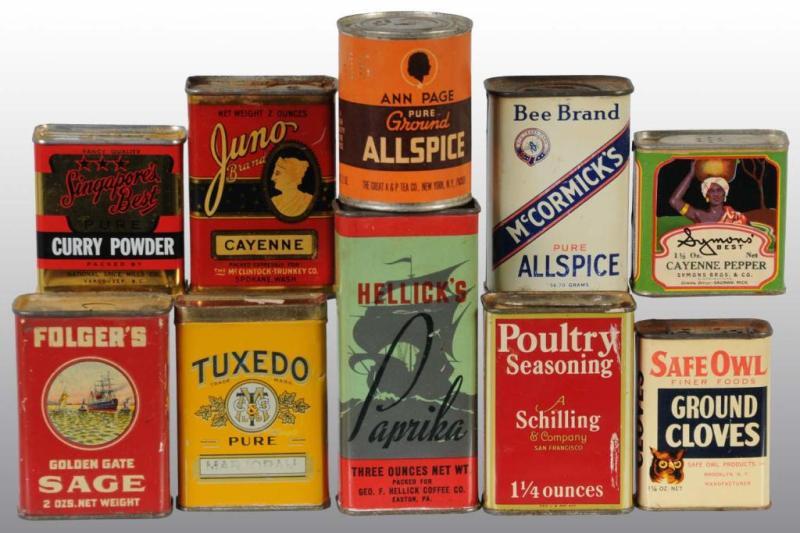 Appraisal: Lot of Spice Tins Description Nice group with a wide