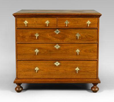 Appraisal: Philadelphia William and Mary chest walnut with yellow pine and