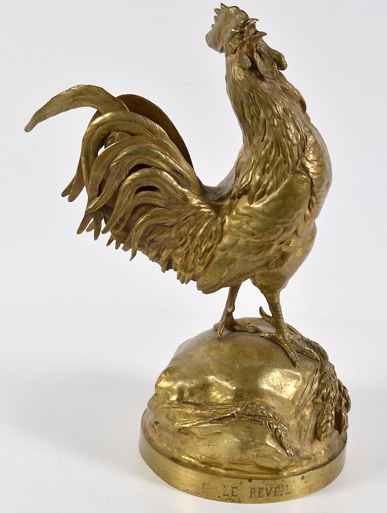 Appraisal: Le Reveil French Bronze Rooster by A Cain Large French