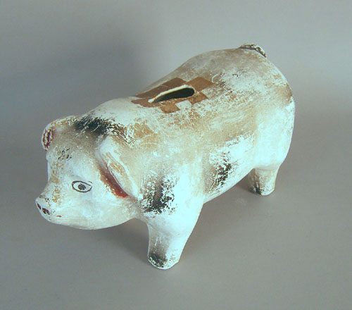 Appraisal: Large chalkware pig bank early th c h w