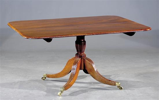 Appraisal: Regency style mahogany tilt-top breakfast table mid th century rectangular