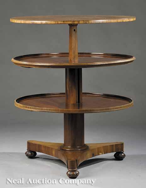 Appraisal: A William IV Mahogany Metamorphic Dumbwaiter c three concentric tiers