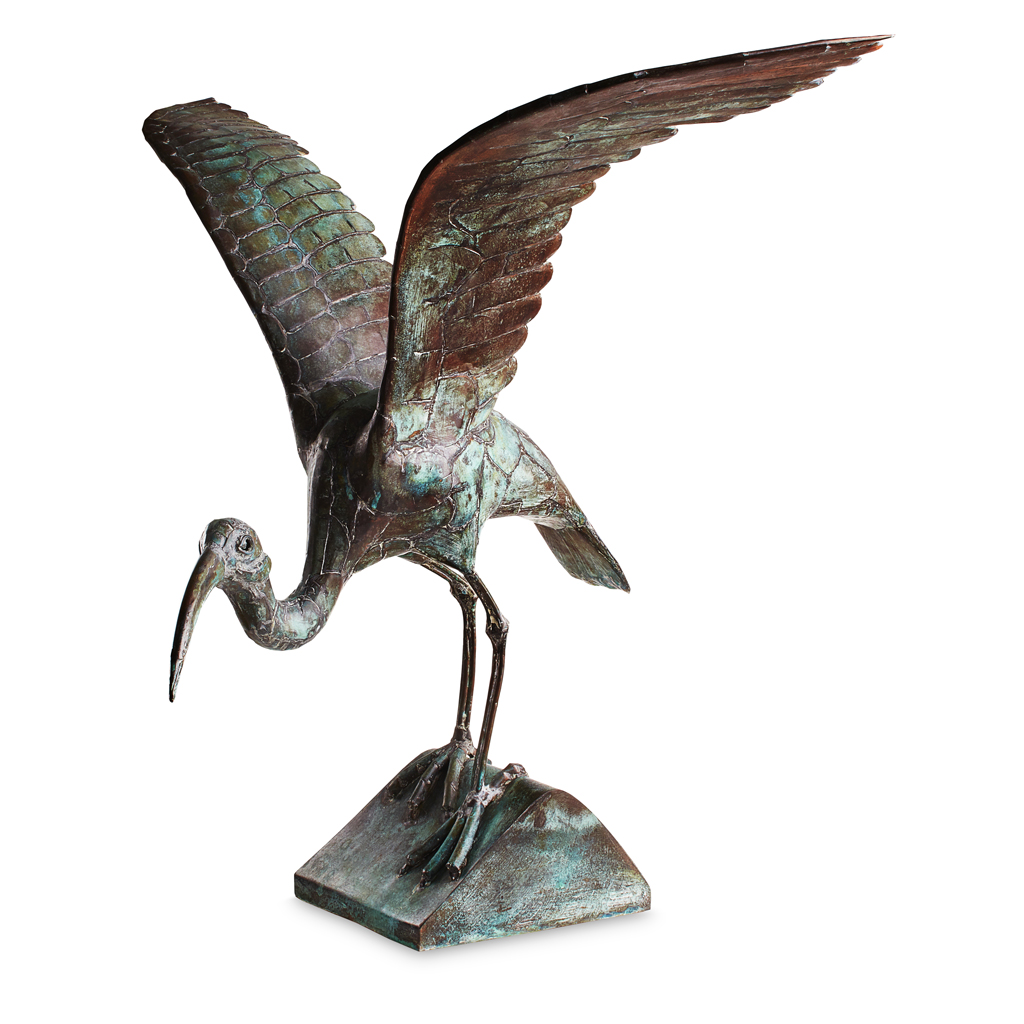 Appraisal: EUGEN HOFFMAN - IBIS STRETCHING patinated copper cm high and