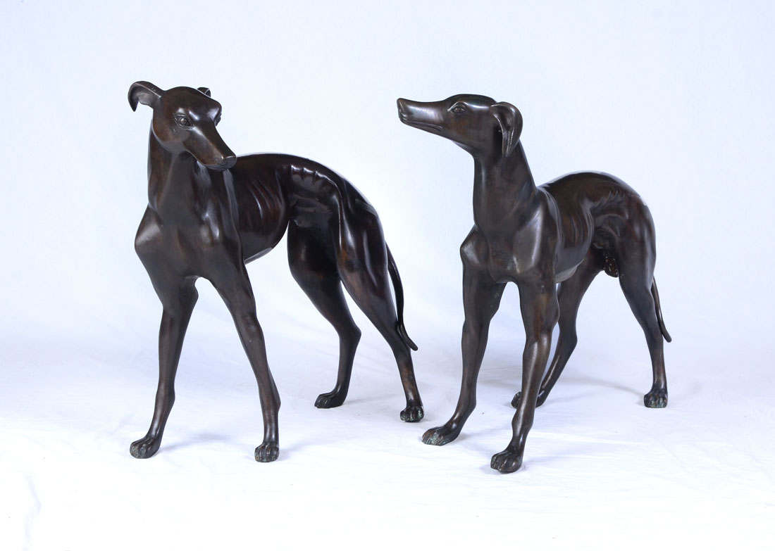 Appraisal: PAIR OF BRONZE WHIPPET DOGS th century production unmarked as