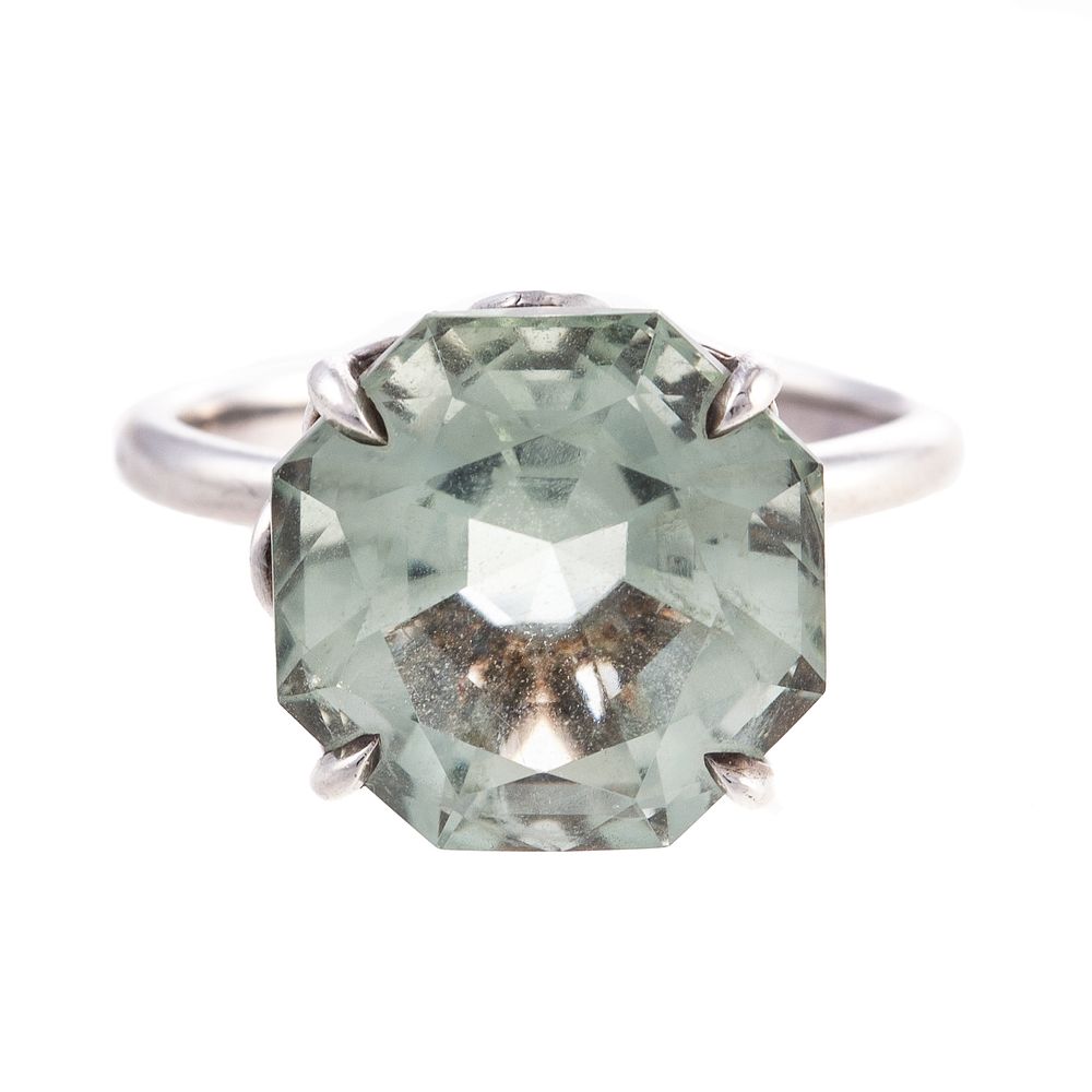 Appraisal: A Tiffany Co Green Quartz Sparkler Ring Sterling silver Tiffany