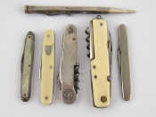 Appraisal: Five various penknives and a silver propelling pencil