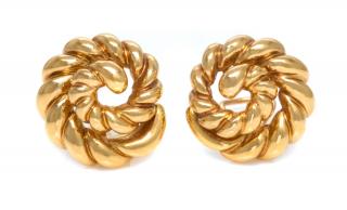 Appraisal: A Pair of Karat Yellow Gold Earclips Verdura dwts A