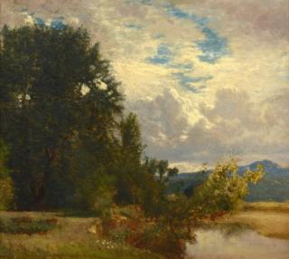 Appraisal: William M Hart Oil on Canvas Landscape Attrib William M