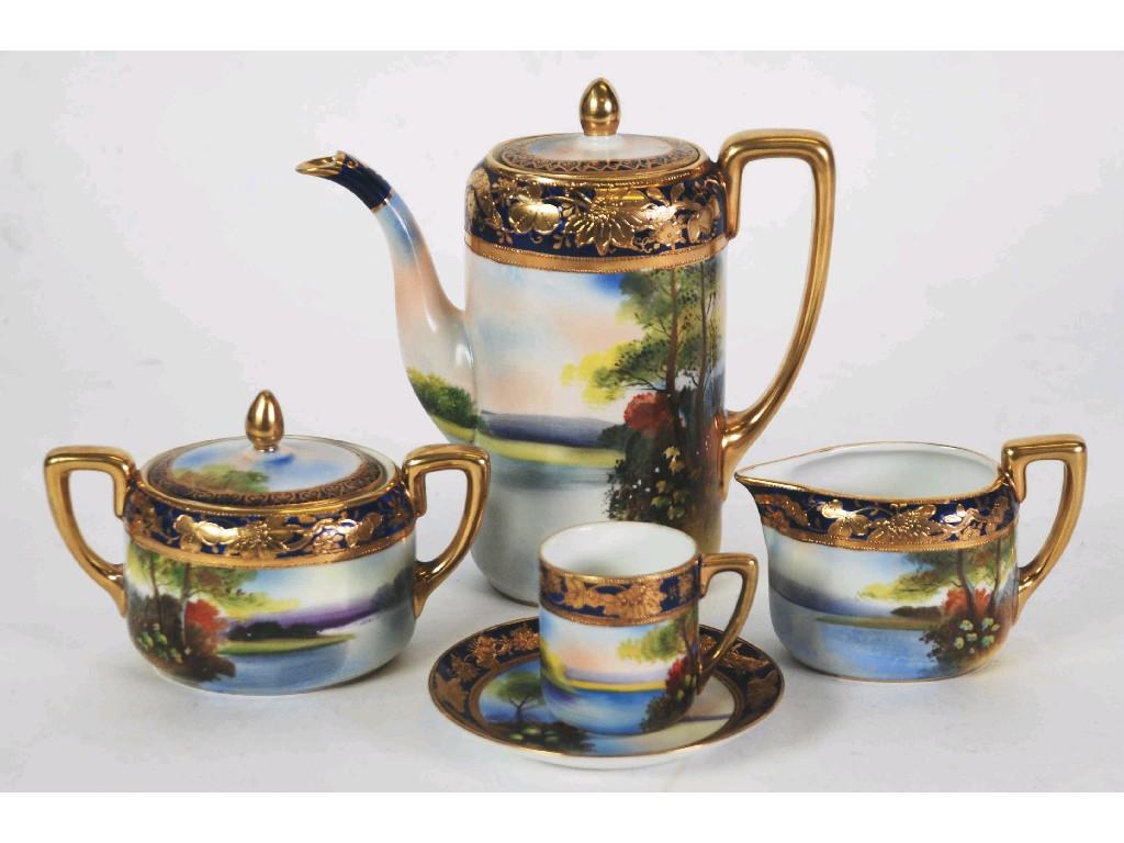 Appraisal: ELEVEN PIECE HAND PAINTED NORITAKE CHINA COFFEE SERVICE FOR FOUR