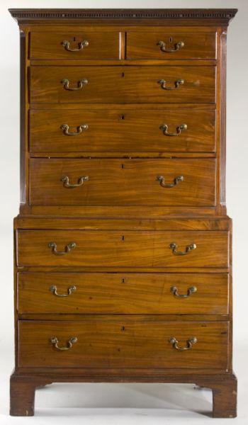 Appraisal: English Georgian Chest on Chest ca s mahogany and mahogany