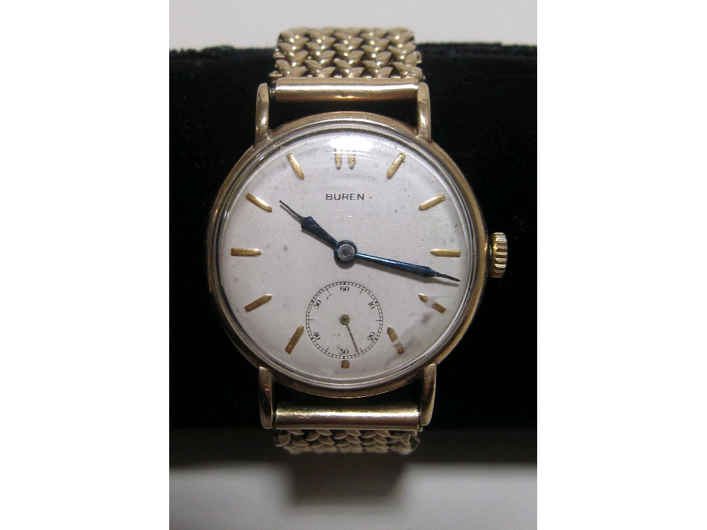 Appraisal: Gents ct gold wrist watch by Buren with ct gold