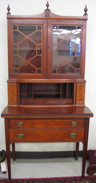 Appraisal: A FEDERAL STYLE MAHOGANY SECRETARY BOOKCASE Wabash Furniture Co Wabash