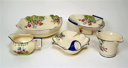 Appraisal: CROWN DEVON PART TEA SERVICE S glazed porcelain comprising six