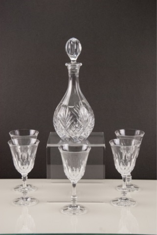 Appraisal: Shannon Crystal Wine Decanter and Five Wine Gl Shannon Crystal