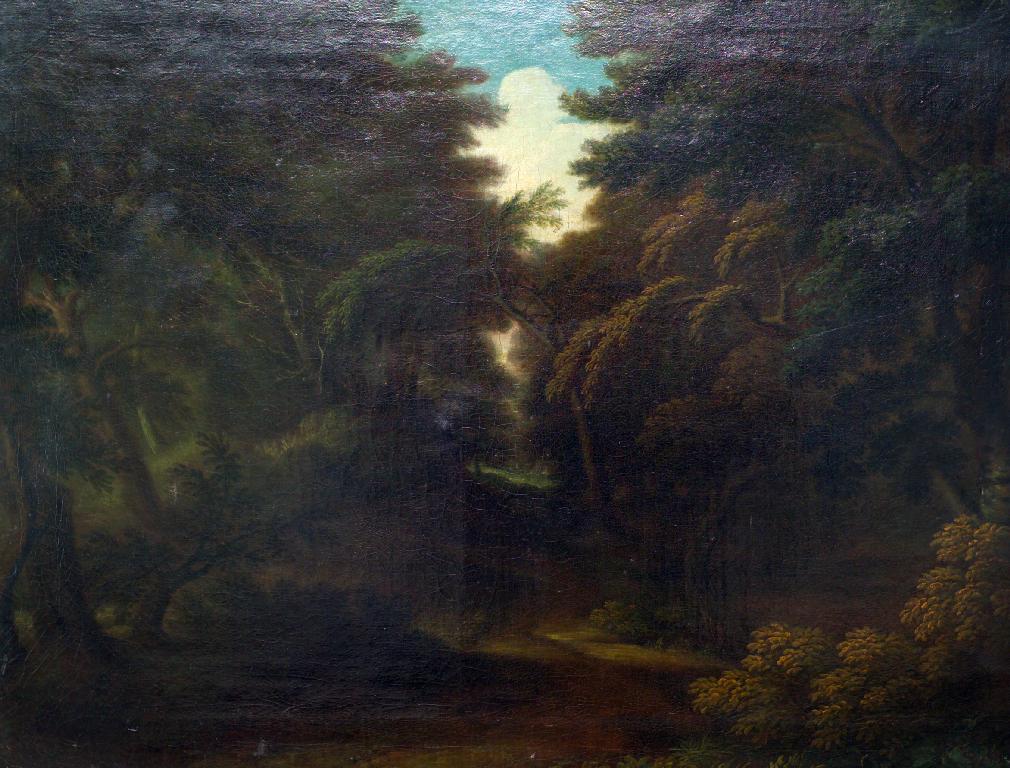 Appraisal: ENGLISH SCHOOL th CENTURY WOODLAND LANDSCAPE oil on canvas in