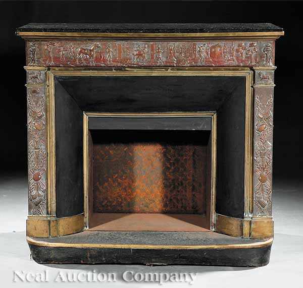 Appraisal: A Victorian Pressed Copper and Brass Freestanding Fireplace late th