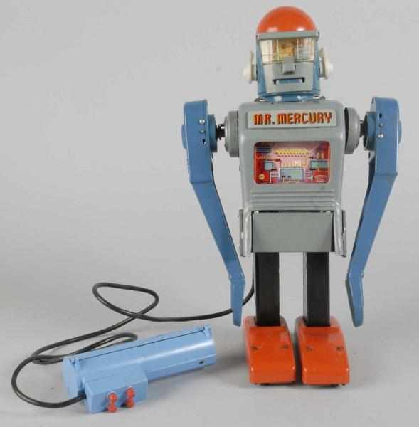 Appraisal: Tin Mr Mercury Robot Battery-Operated Toy Description Japanese Made by