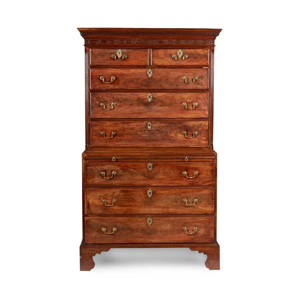 Appraisal: GEORGE III MAHOGANY CHEST-ON-CHEST LATE TH CENTURY with a dentil